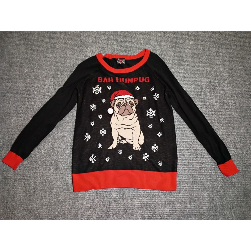 Well Worn Holiday Sweater Women's Pug Christmas Sweater Size Medium
